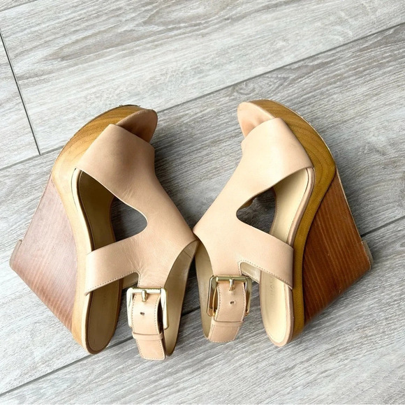 Michael Kors  Beige Leather Wedge Sandals - Picture 6 of 15